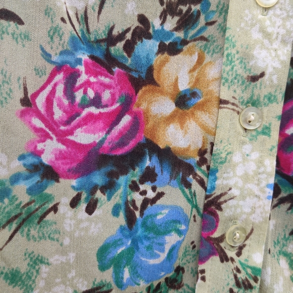Vintage Trousers Up Floral Button Down Shirt Long Sleeve Sz 9 Small - Picture 3 of 9